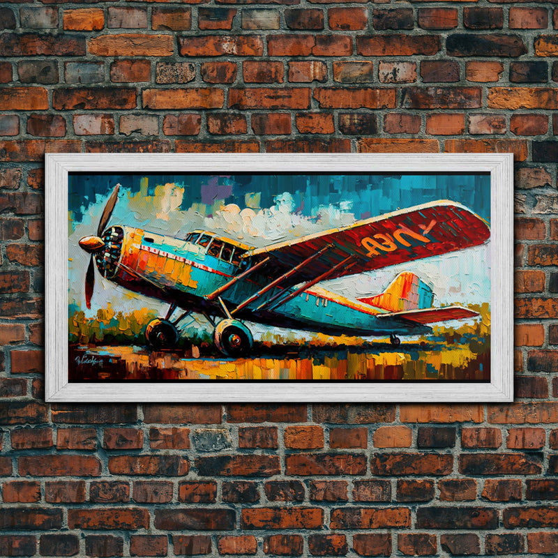 Aeroplane Art, Antique Airplane Painting Canvas Print, Framed Canvas Art, Above Sofa Art, Gift for RC Plane Pilot