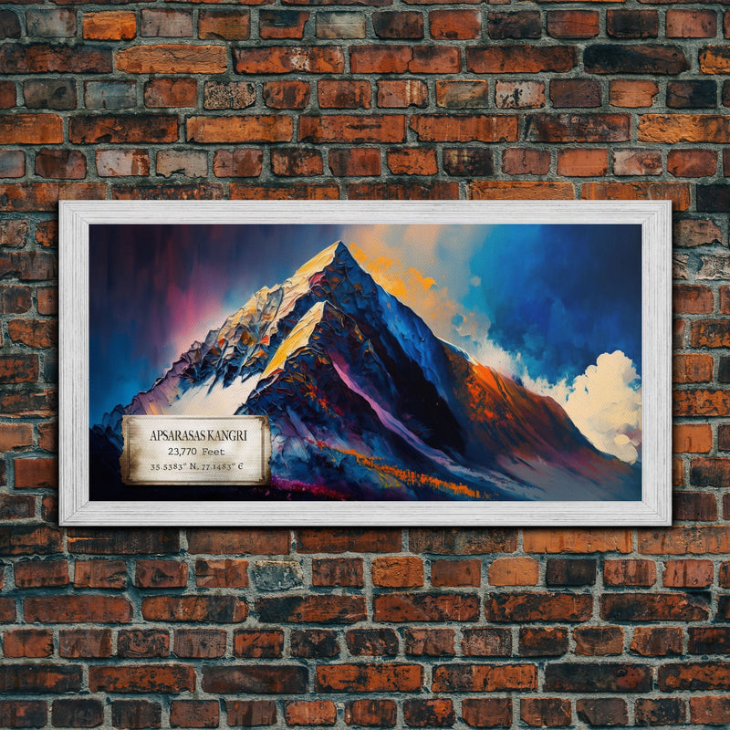 Apsarasas Kangri, Wall Art, Original Mountain Painting Print, Travel Poster, Mountain Landscape Wall Decor, Abstract Mountain Art