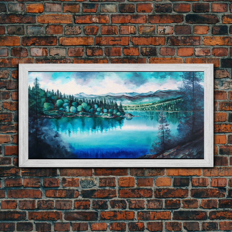 Blue Lake Art | Framed Canvas Print | Blue Lake Painting | Oregon Lake House Decor | Guest Room Landscape Painting | Cascade Lakes Painting