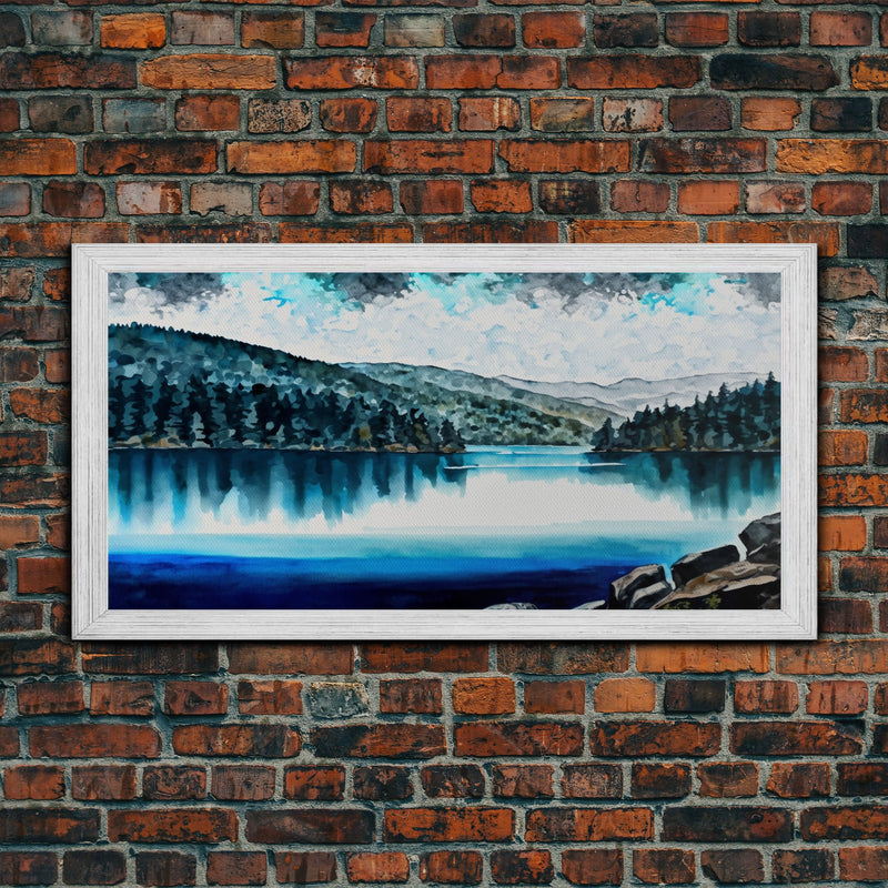 Blue Lake Art | Framed Canvas Print | Blue Lake Painting | Oregon Lake House Decor | Guest Room Landscape Painting | Diamond Lake Painting