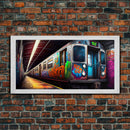 Urban Decay Wall Art - Graffiti Covered Subway Train - 1970s NYC Art - Framed Canvas Print - Original Art - Dystopian Urban Decay