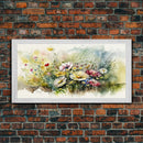 Abstract Watercolor Wildflower Meadow Painting, Canvas Print, Colorful Botanical Art Prints, Abstract flower Art, Extra Large Painting