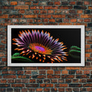 Neon Flowers Wall Art, Framed Canvas Print, Original Flower Painting, Mother's Day Gift, Floral Decor, Black Background Flower Art