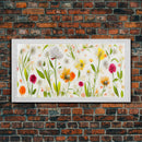 Botanical wall art, spring flowers, canvas print, dorm art for girls