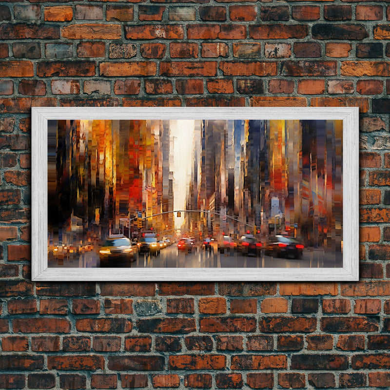 Abstract Cityscape Wall Art, City Wall Decor, Urban Art, Traffic Wall Art, Panoramic Wall Decor, Canvas Print, Wall Art, Framed Canvas Art