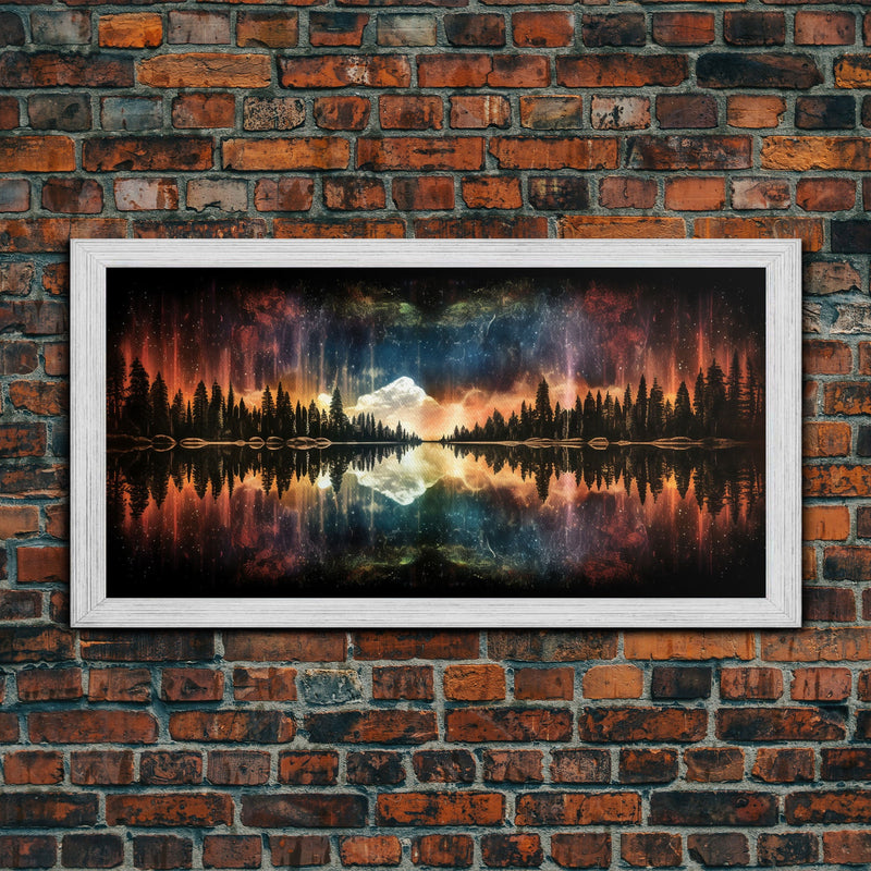 Vibrant Landscape Wall Art, Reflection Wall Decor, Abstract Art Print, Panoramic Wall Decor, Canvas Print, Wall Art, Framed Canvas Art