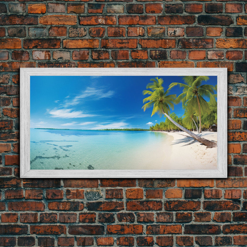 Beach Wall Art, Seashore Art, Palm Tree Wall Art, Panoramic Art, Wall Art, Canvas Art, Landscape Art, Landscape Print, Beach House Wall Art