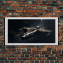 The Star Fighter, Cool Scifi Wall Art, Scifi Art, Framed Canvas Print, Gull Wing Space Ship, Unique Art, Alien Wall Art, Space Ship Art