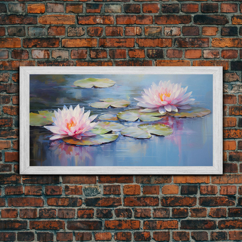 Water Lily Wall Art, Pink Flower Art, Panoramic Art, Wall Art, Canvas Art, Landscape Art, Wall Art Prints, Thank You Gift, Bedroom Prints