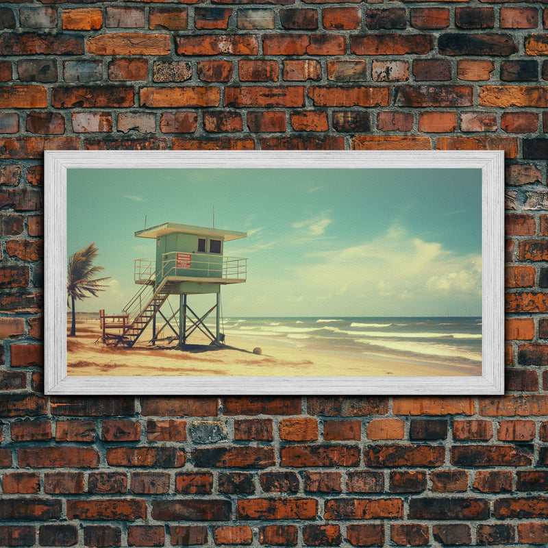 Beach Lifeguard Hut, Framed Canvas Print, Liminal Art, Framed Wall Decor, Beach Lifeguard Photography, Surf Art, Surf Print, Nautical Decor