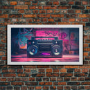 Vaporwave Boombox Wall Art, Framed Canvas Print, 1980s Inspired Home Decor, Retro Art, 80s Decor