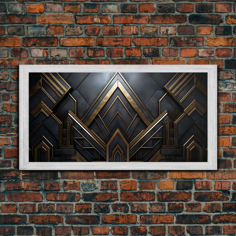 Black and Gold Art Deco Wall Art, Framed Canvas Print, 1920s Art Deco Print, Stylish Art Deco Canvas Poster, Framed or Unframed, Retro