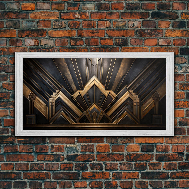 Black and Gold Art Deco Wall Art, Framed Canvas Print, 1920s Art Deco Print, Stylish Art Deco Canvas Poster, Framed or Unframed, Retro