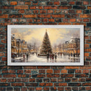 Retro Christmas Village Framed Christmas Wall Art - Framed Christmas Art - Canvas Art - St. Nicholas - Winter Wonderland Centerpiece