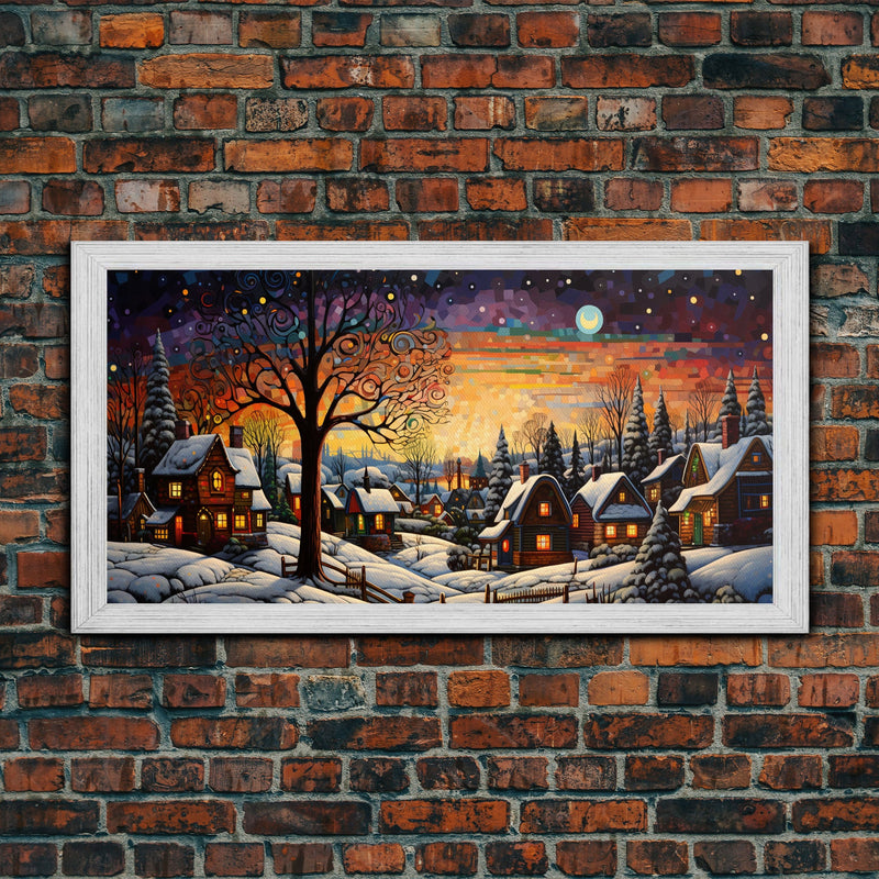 Winter Wonderland Abstract Christmas Art - Framed Canvas Print - Holiday Wall Art - Winter Decor - Winter Centerpiece Art