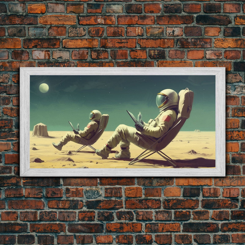 Alien Astronauts On Vacation, Canvas Wall Art, Space Art, Ready To Hang Canvas Print, Gift For Him, Gamer Room Art, Large Wall Decor