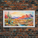 Minimalist Boho Wall Art, Pastel Desert Print, Framed Canvas Art, Unique Wall Art, Minimalist MCM Style Wall Art, Landscape Painting
