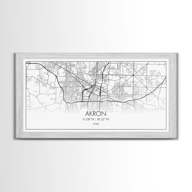 Akron Street Map, Ohio Map, Map Print, Modern Art, Wall Art, Canvas Print, Wall Hanging, Office Wall DÃ©cor, Couples Gift, City Map Canvas