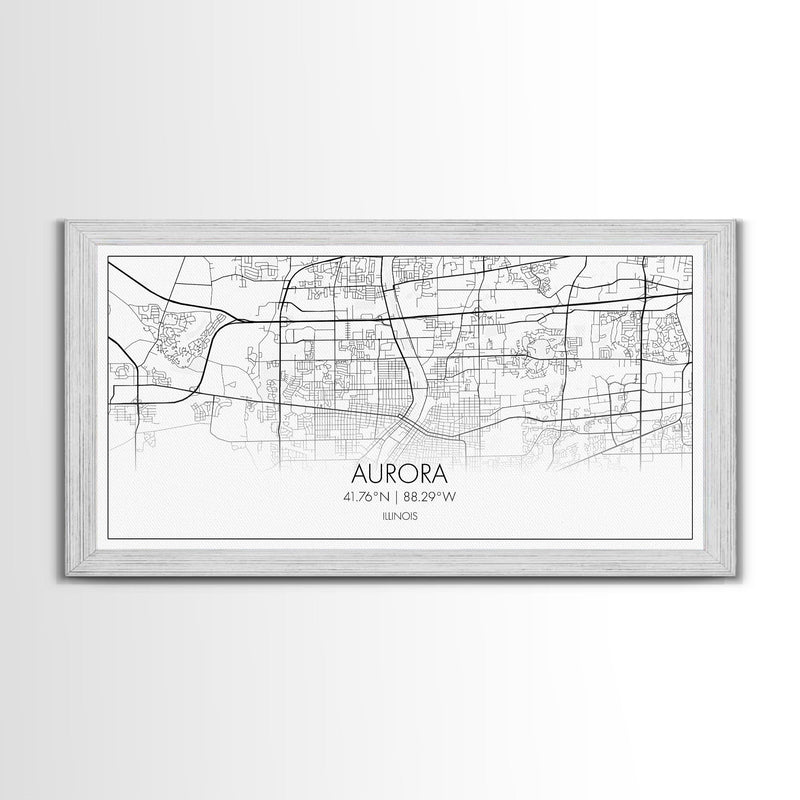 Aurora Street Map, Illinois Map, Map Print, Modern Art, Wall Art, Canvas Print, Room DÃ©cor For Teens, Cool Wall Art, Fun Gift, Classroom Art