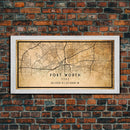 Fort Worth map print poster or framed canvas, Texas map print poster canvas, Fort Worth city map print poster canvas, Panther City