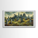 Haunted Cemetery Halloween Prop Framed Canvas Print | Spooky Season | Spooky Wall Art | Halloween Decor | Creepy Art Prints