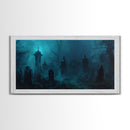 Spooky Vibes Halloween Art Framed Canvas Print, Dark Academia Oil Painting