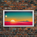 Art Deco Wall Decor, Wall Art, Framed Canvas Print, Retro Style Sunset Art, Scifi Wall Decor, 2 Suns