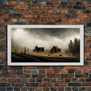 Ghost town canvas art, wild west theme, abandoned art