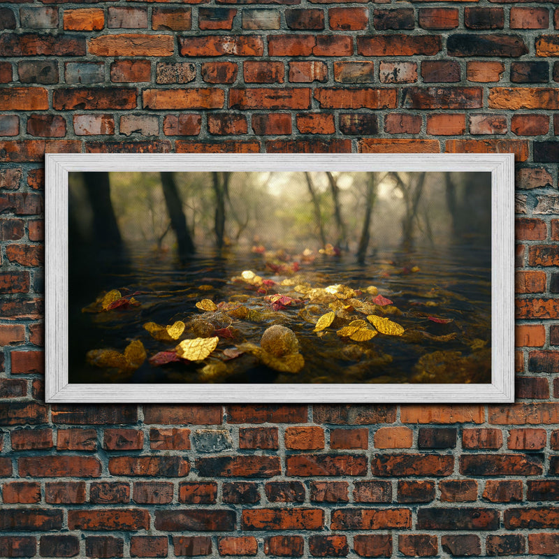 Wet Leaves Stream Forest Woods Fall Autumn Fine Art Print, Wall Art Print, Wall DÃ©cor, Wall Poster