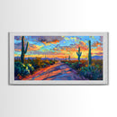 Majestic Desert Sunset Over Mountains, Framed Canvas Print for Bedroom Art, Ideal for Southwestern and Boho Decor