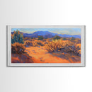 Adorable cows at a red barn in the countryside, Framed Canvas Print, great for rustic living room, farmhouse wall decor art