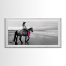 Framed Canvas Print of Highland Cow in Winter Hat, Fun and Quirky Wall Art for Living Room or Bedroom, Unique Decor