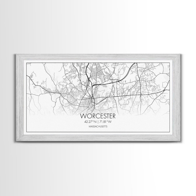 Worcester City Map, Massachusetts Art, Map Print, Modern Wall Art, Wall Art, Canvas Art, Dining Room DÃ©cor, Boho Wall Art, Prints Wall Art