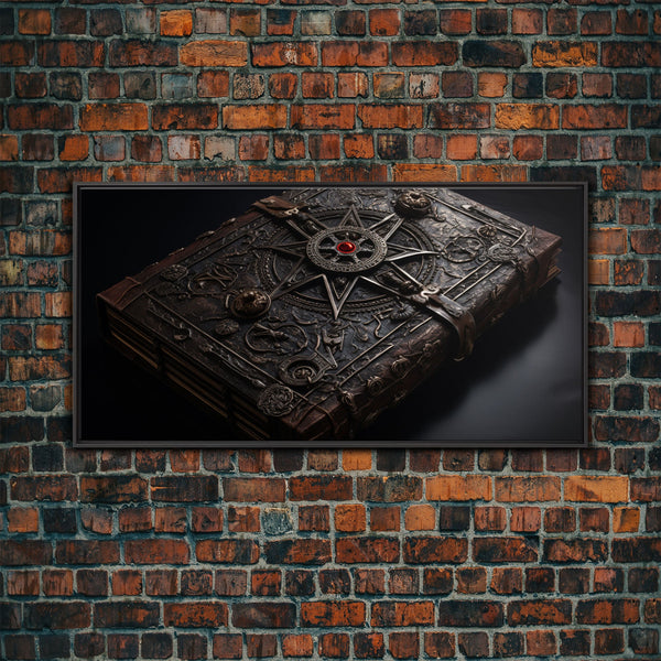 A Book Of Spells Framed Canvas Print, Halloween Wall Art, Halloween Decor, Canvas Wall Art With Frame, Spellbook Art, photo 2 of 9