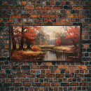 Fall Decor Framed Canvas Print | Trees With Falling Leaves | Fall Wedding Decor | Fall Home Decor | Fall Wall Decor | Rustic Fall Decor