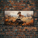 Girl Violinist, Fall Wall Decor, Pumpkin Decor, Canvas Print, Wall Hanging, Panoramic Art, Country Home Decor, Violin Wall Art, Gift For Her