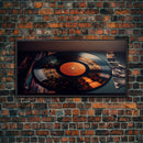 Vinyl record wall art, abstract, mountains double exposure on vinyl, framed canvas print wall art