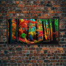 The Sacred Grove, Fantasy Art, Pop Art Forest Landscape, Framed Canvas Print, Colorful Forest Painting, Living Room Art