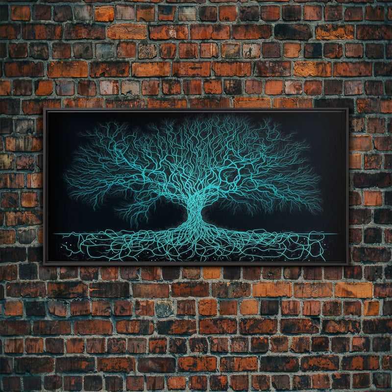 Wire Frame Yggdrasil Tree of Life, Framed Canvas Print, Canvas Art, Wall Art For Vikings, Gift For Him