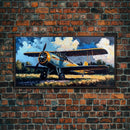 Aeroplane Art, Antique Airplane Painting Canvas Print, Framed Canvas Art, Above Sofa Art, Gift for RC Plane Pilot, Airplane Art