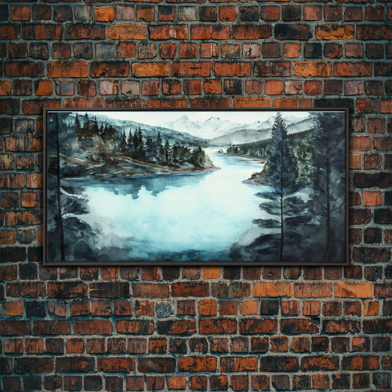 Blue Lake Art | Framed Canvas Print | Blue Lake Painting | Lake House Decor | Guest Room Landscape Painting | Crater Lake Painting