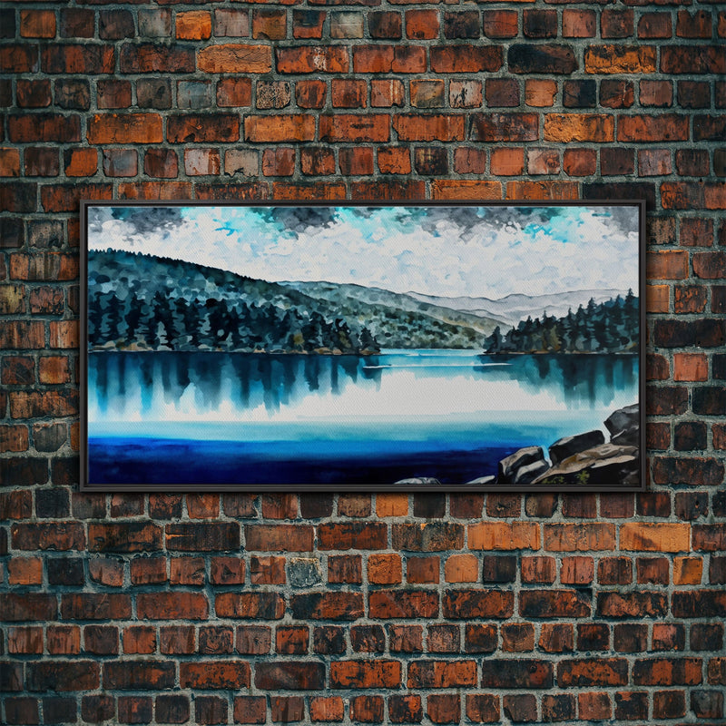 Blue Lake Art | Framed Canvas Print | Blue Lake Painting | Oregon Lake House Decor | Guest Room Landscape Painting | Diamond Lake Painting