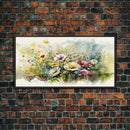 Abstract Watercolor Wildflower Meadow Painting, Canvas Print, Colorful Botanical Art Prints, Abstract flower Art, Extra Large Painting
