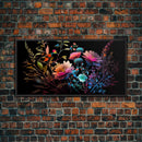 Wild Flower Art, Black Background, Framed Canvas Print, Canvas Art, Mother's Day, Watercolor Painting of Flowers on Canvas, Living Room Art