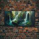 Waterfall wall art, canvas print, giclee, fantasy wall art, water color, nature wall decor, water landscape art, serenity art