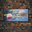 Water Lily Wall Art, Pink Flower Art, Panoramic Art, Wall Art, Canvas Art, Landscape Art, Wall Art Prints, Thank You Gift, Bedroom Prints