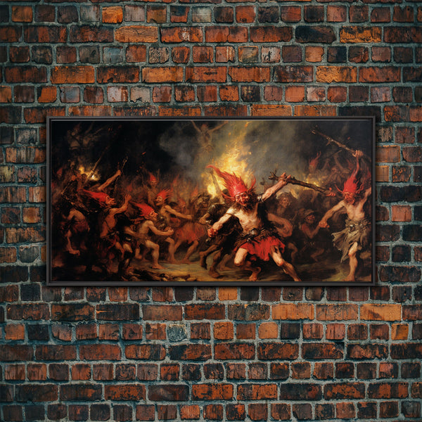 A Scene From Hell, Demonic Art, Framed Canvas Print, Halloween Decor, Halloween Art Print, Gothic Victorian Oil Painting, photo 2 of 9