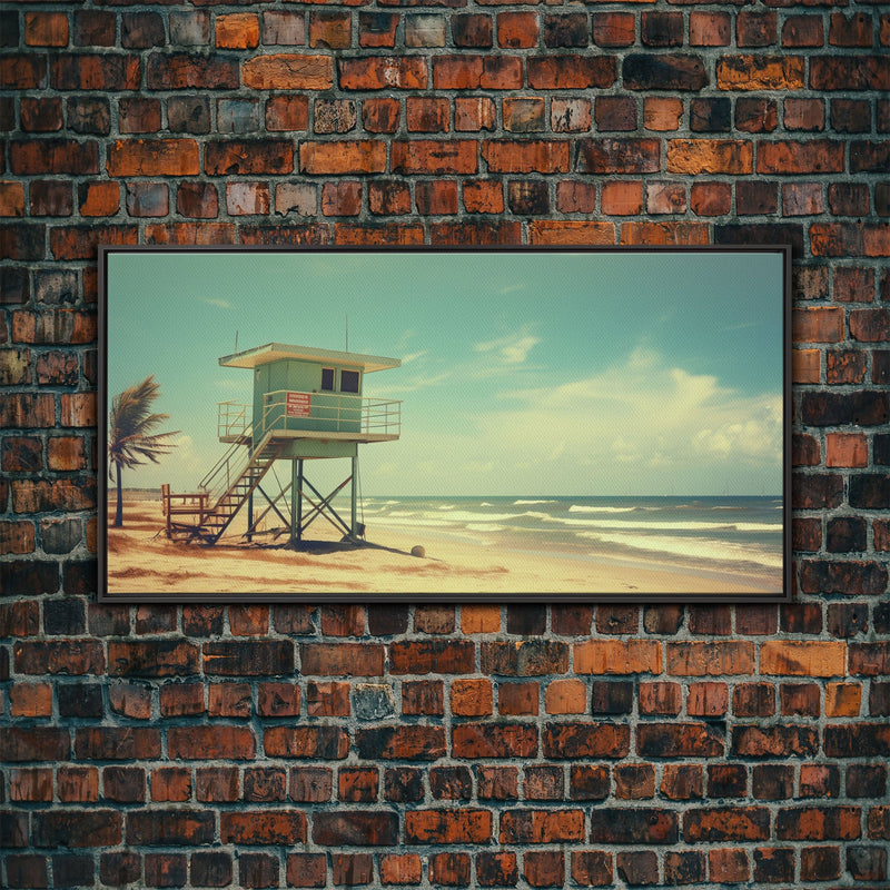 Beach Lifeguard Hut, Framed Canvas Print, Liminal Art, Framed Wall Decor, Beach Lifeguard Photography, Surf Art, Surf Print, Nautical Decor