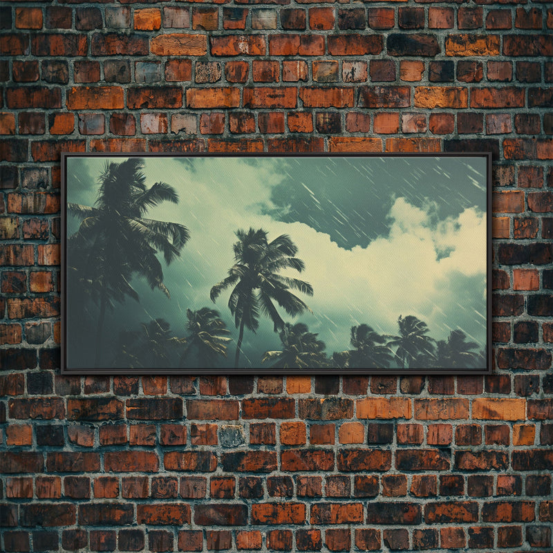 A Florida Rain Storm, Framed Canvas Print, Liminal Art, Liminal Spaces, Framed Wall Art, Game Room Decor, Dark Moody Art