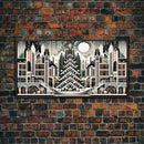 Art Deco Pattern Christmas Village - Framed Canvas Print - Retro Xmas Art - Christmas Decor - Christmas Wall Art - Christmas Art - Art Deco
